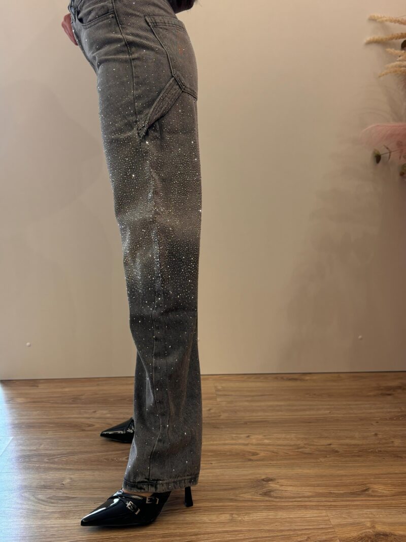 jeans baggy- grey strass - immagine 3