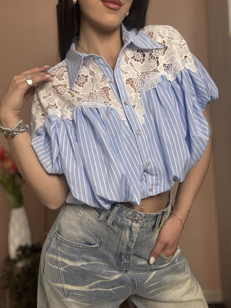 camicia crop laila- azzurra - immagine 2