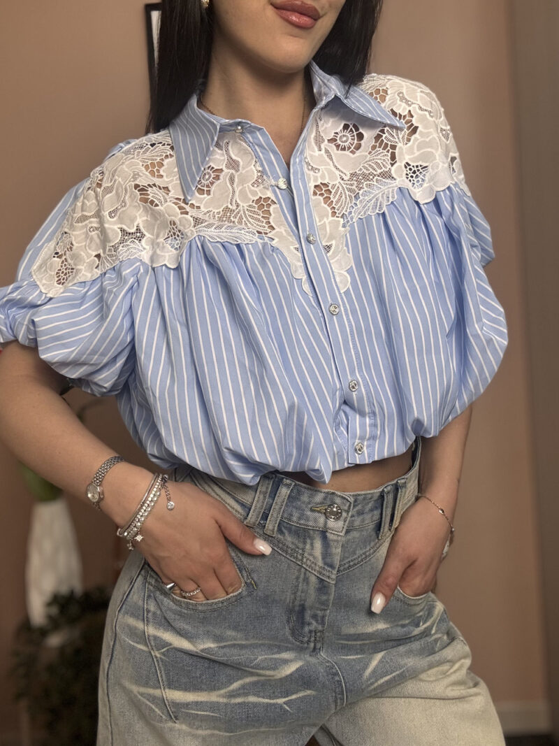 camicia crop laila- azzurra - immagine 3