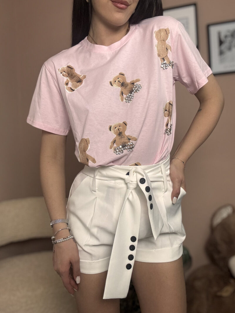 t-shirt teddy strass- rosa - immagine 5