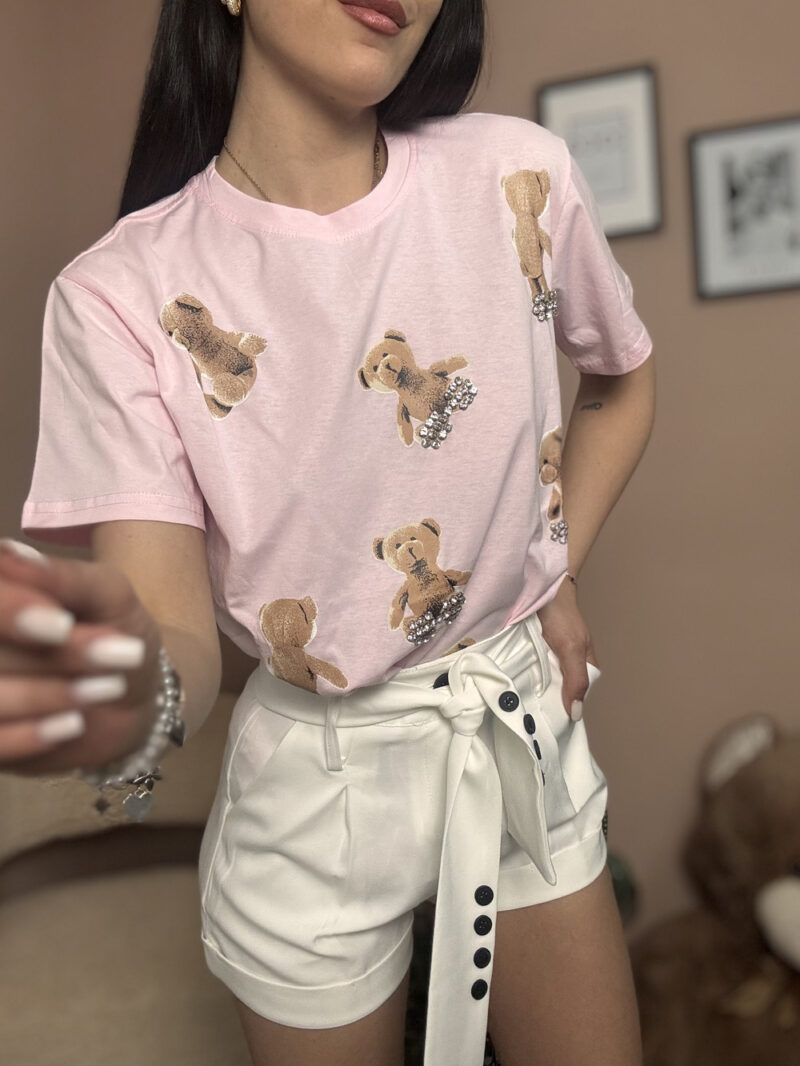 t-shirt teddy strass- rosa - immagine 4