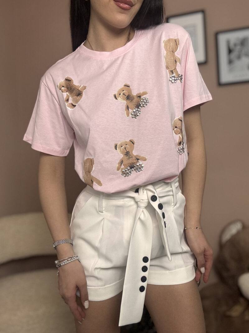 t-shirt teddy strass- rosa - immagine 3