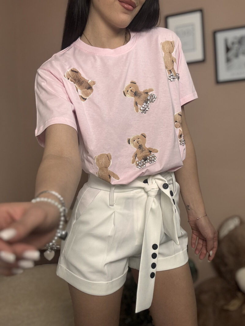 t-shirt teddy strass- rosa - immagine 2