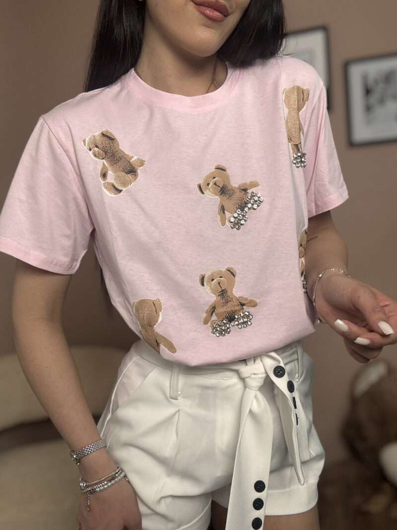 t-shirt teddy strass- rosa