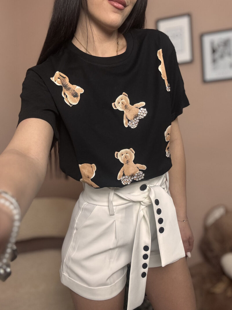 t-shirt teddy strass- nera - immagine 2