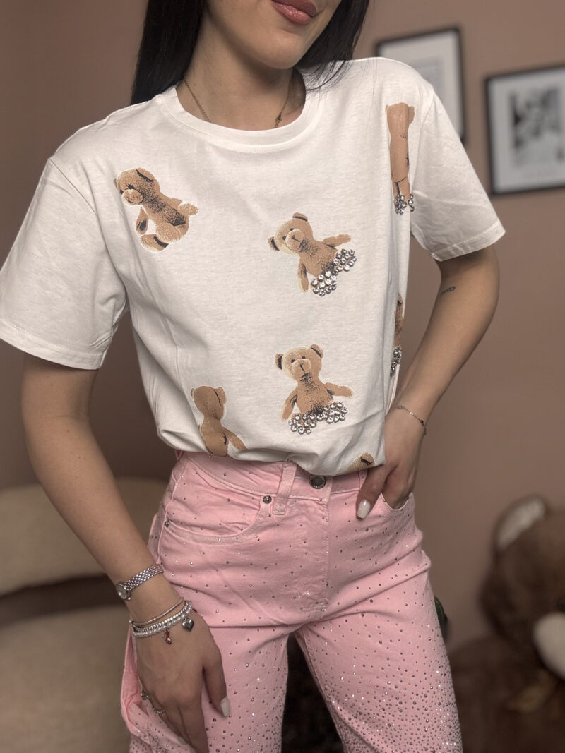 t-shirt teddy strass- bianca - immagine 3