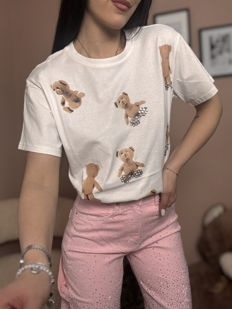 t-shirt teddy strass- bianca - immagine 2