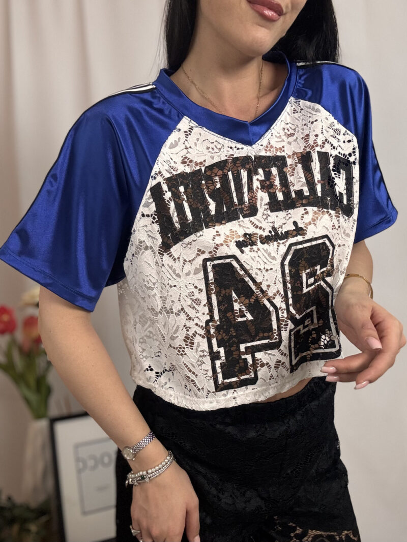 t-shirt crop sporty- blu elettrico