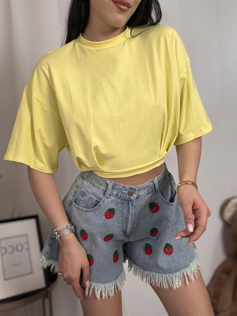 t-shirt crop basic- gialla - immagine 3
