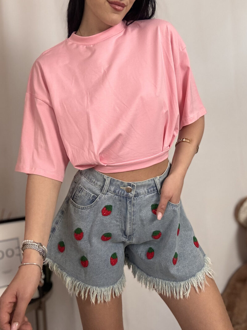 t-shirt crop basic- rosa