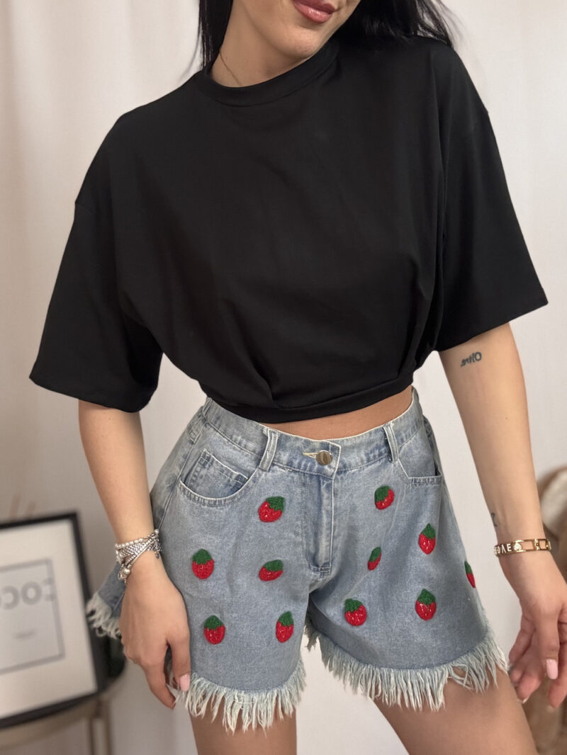 t-shirt crop basic- nera - immagine 3