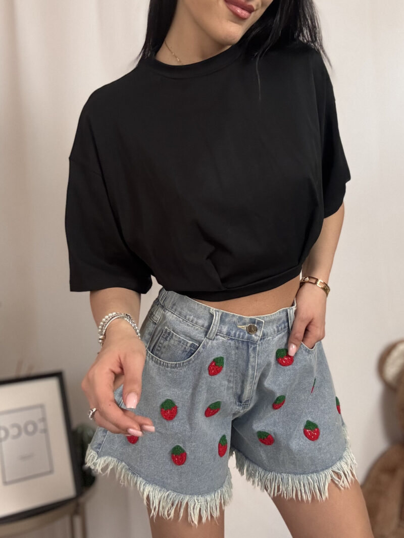 t-shirt crop basic- nera - immagine 2