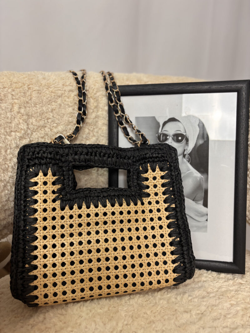 borsa paglia- nera - immagine 3