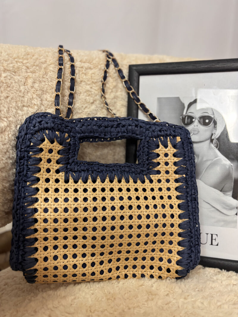 borsa paglia- blu