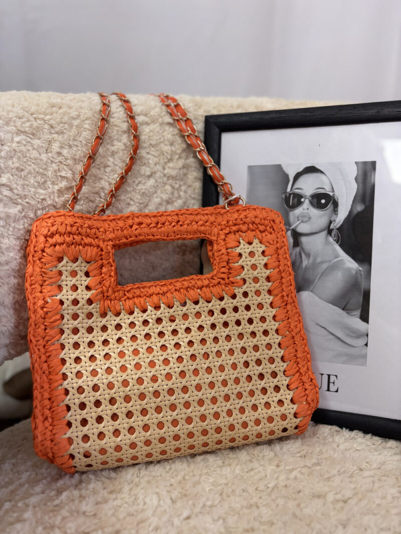 borsa paglia- arancione - immagine 4