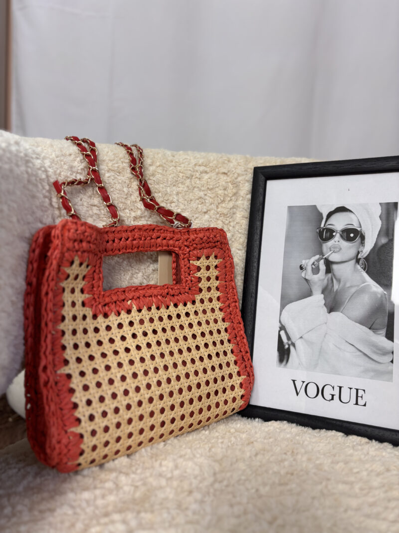 borsa paglia- rossa - immagine 3