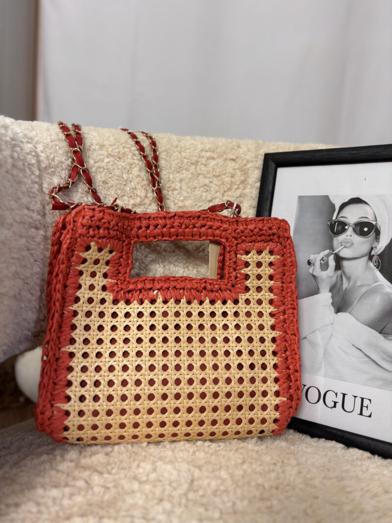 borsa paglia- rossa - immagine 2