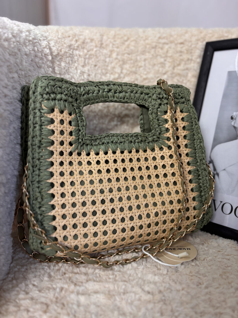 borsa paglia- verde - immagine 2