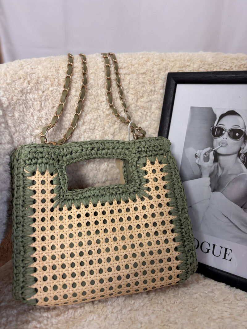 borsa paglia- verde - immagine 3