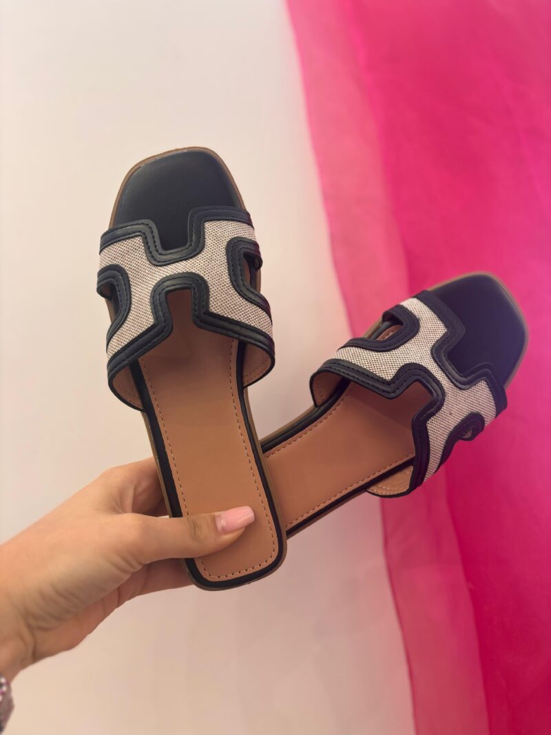 ciabattina beige/nera