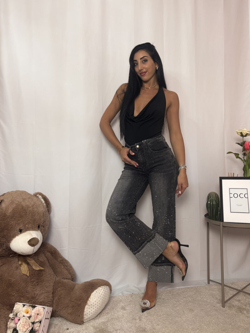 jeans strass- denim grigio - immagine 4