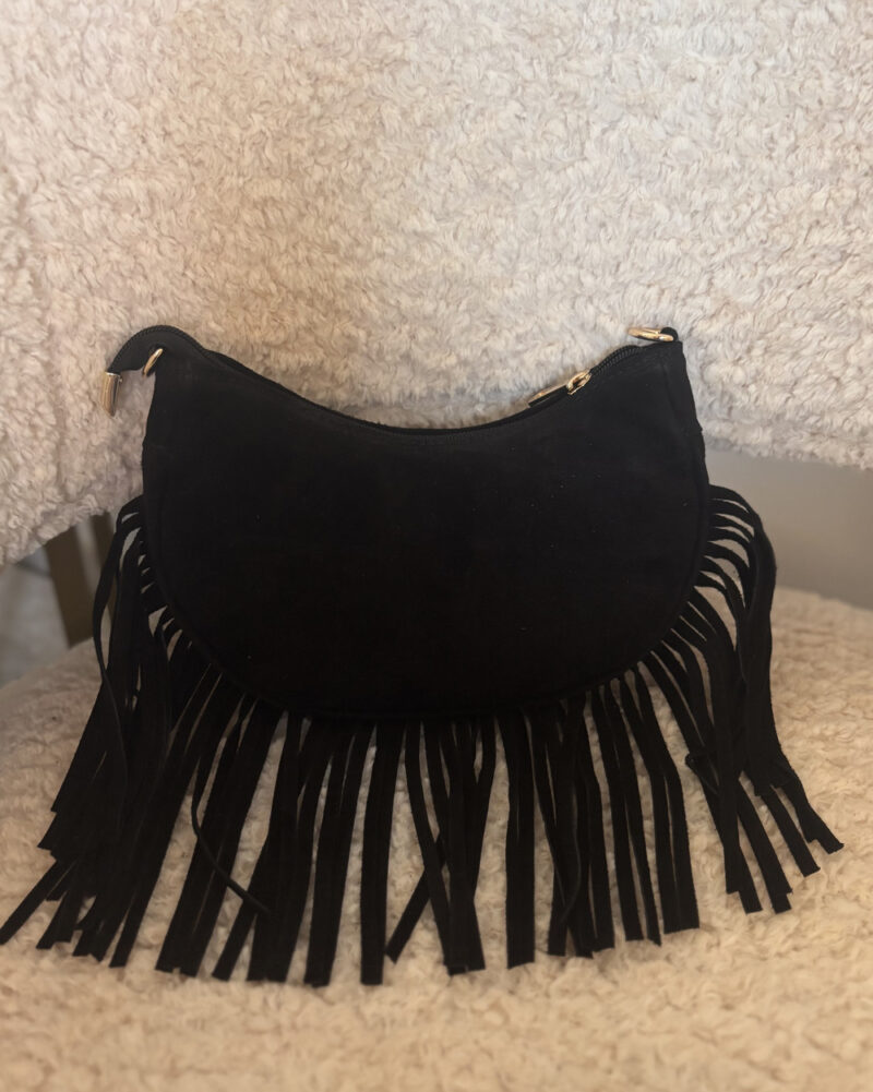 borsa camoscio frange- nera - immagine 3