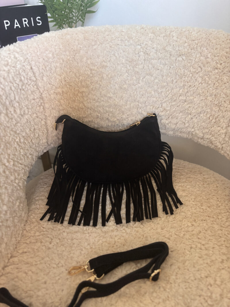 borsa camoscio frange- nera - immagine 2