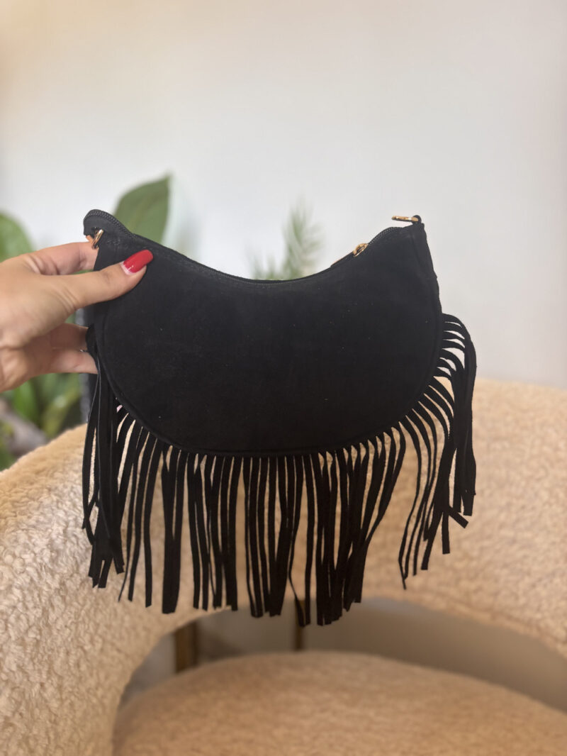 borsa camoscio frange- nera
