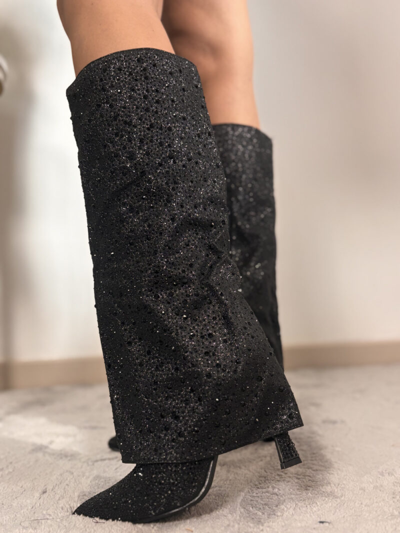 stivale black strass