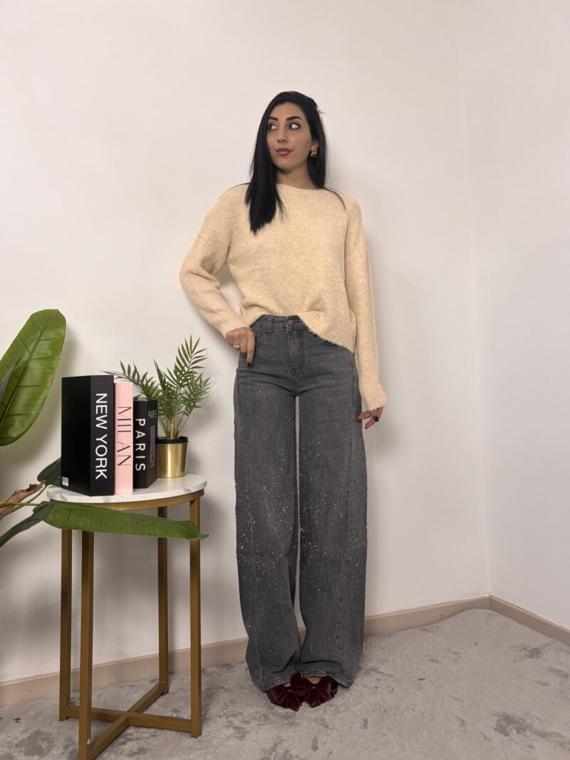 JEANS BAGGY- GRIGIO STRASS - immagine 5