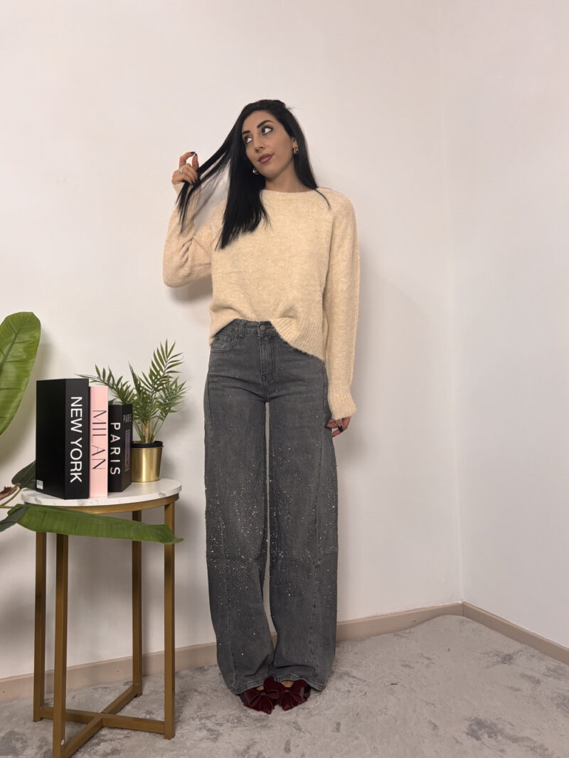 JEANS BAGGY- GRIGIO STRASS - immagine 4