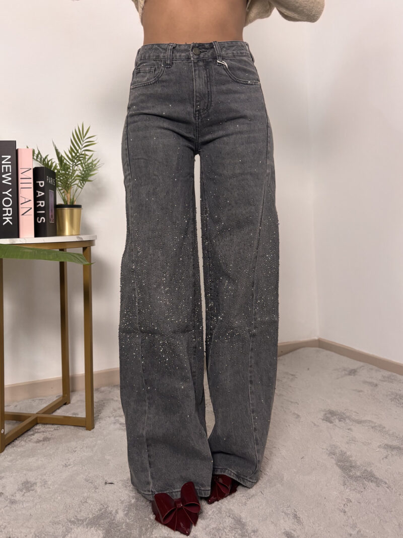 JEANS BAGGY- GRIGIO STRASS